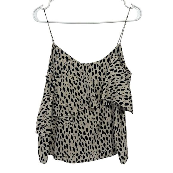 J. Crew Silk Animal Print Leopard Cami Tank Top Blouse Womens 6 Black Cream - Picture 5 of 8